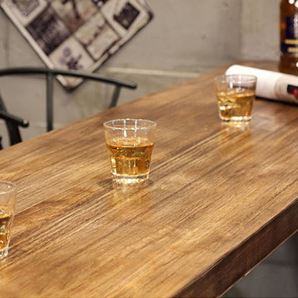 Industrial Style Wood Bar Height Table with Rectangle Table Top Trestle Table - 42" H