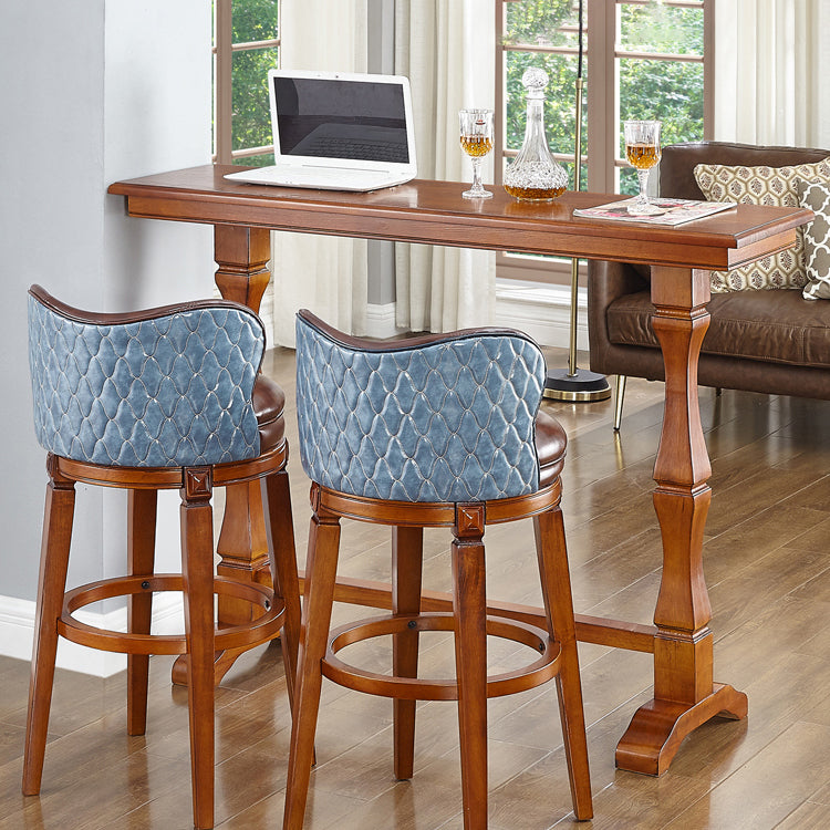 Modern Brown Wood Counter Table with Rectangle Table Top Trestle Table - 42" H