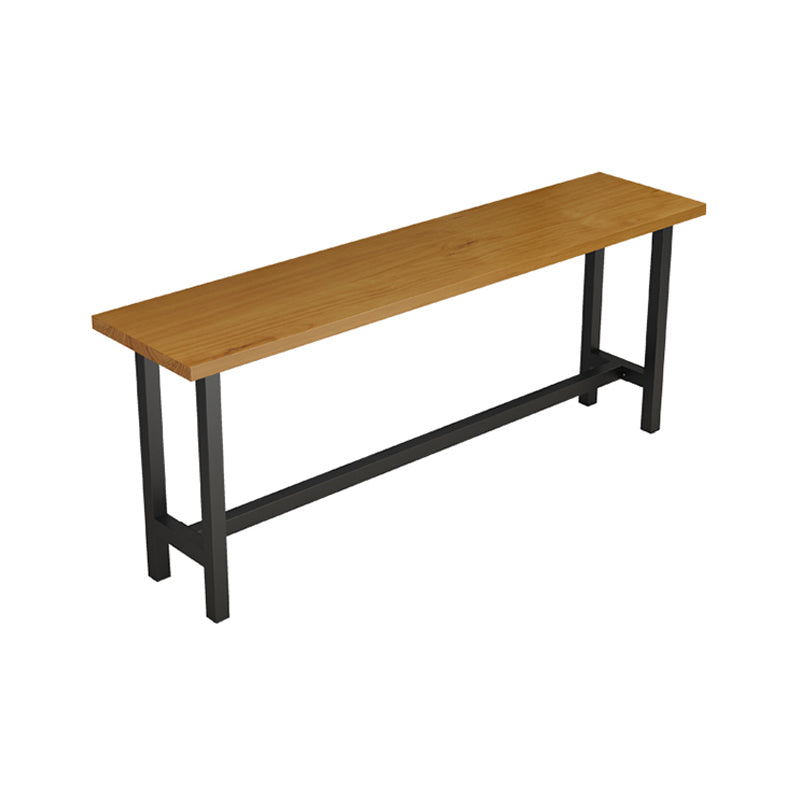 Light Brown Modern Style Bar Table Solid Wood Rectangular Bar Table with Metal Base