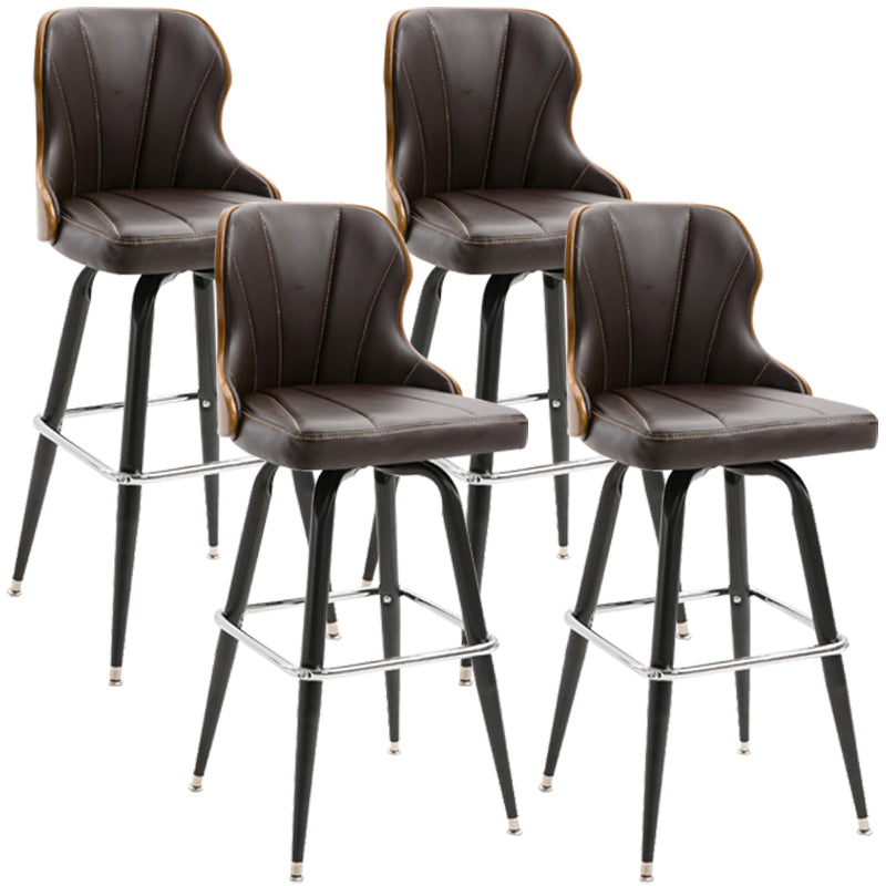 Modern Rotatable Backrest Counter Stool Iron Cafe Bar Stool with Leather Cushion and Pedal