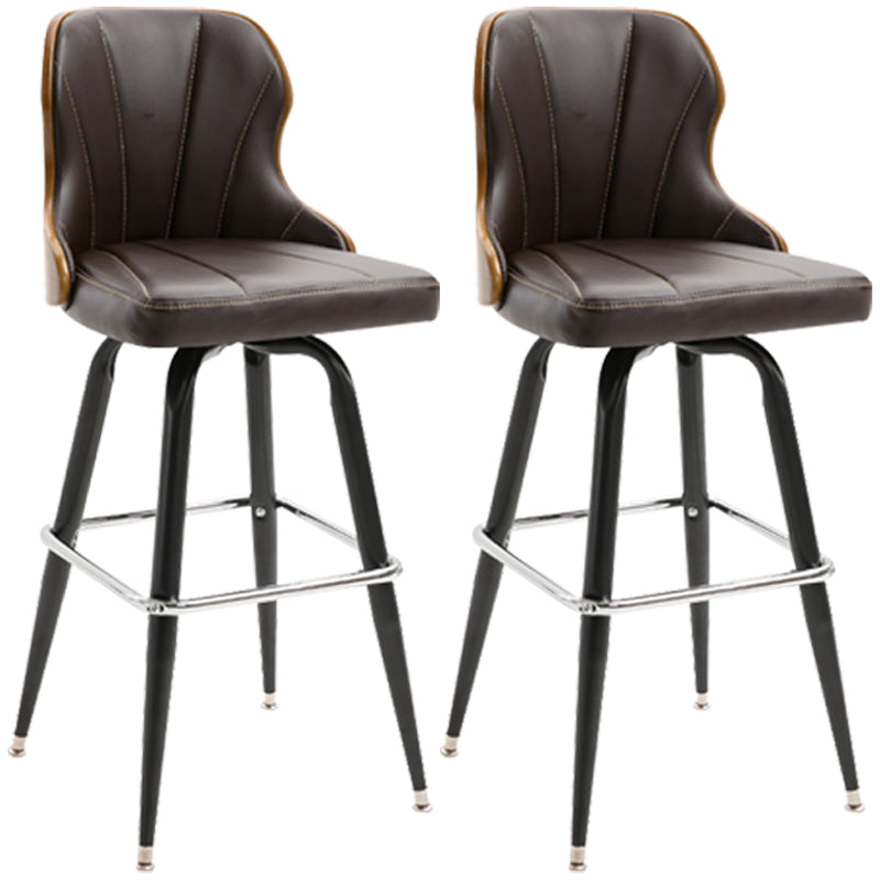 Modern Rotatable Backrest Counter Stool Iron Cafe Bar Stool with Leather Cushion and Pedal