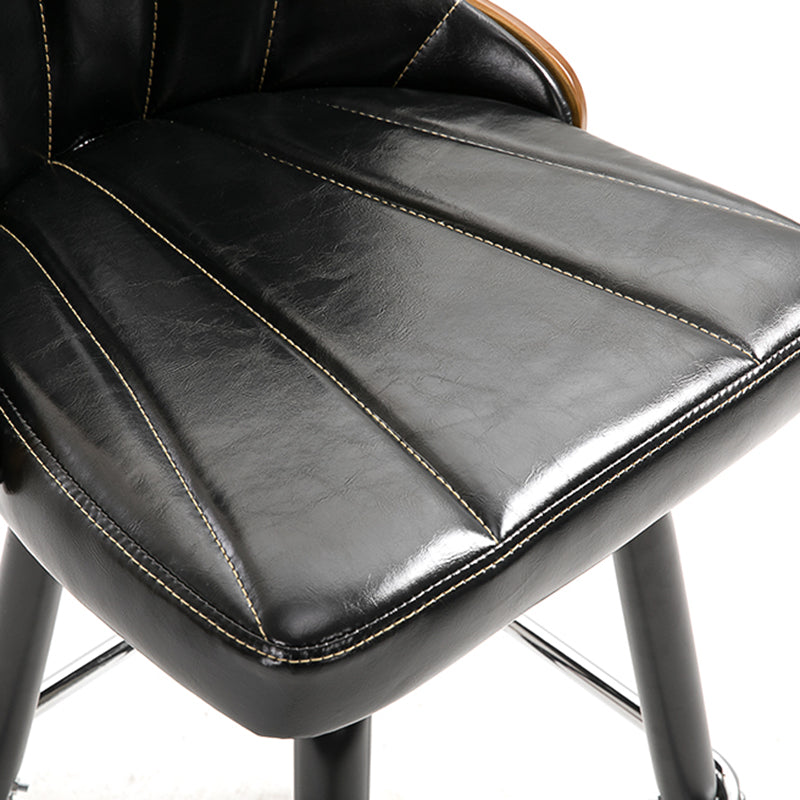Modern Rotatable Backrest Counter Stool Iron Cafe Bar Stool with Leather Cushion and Pedal