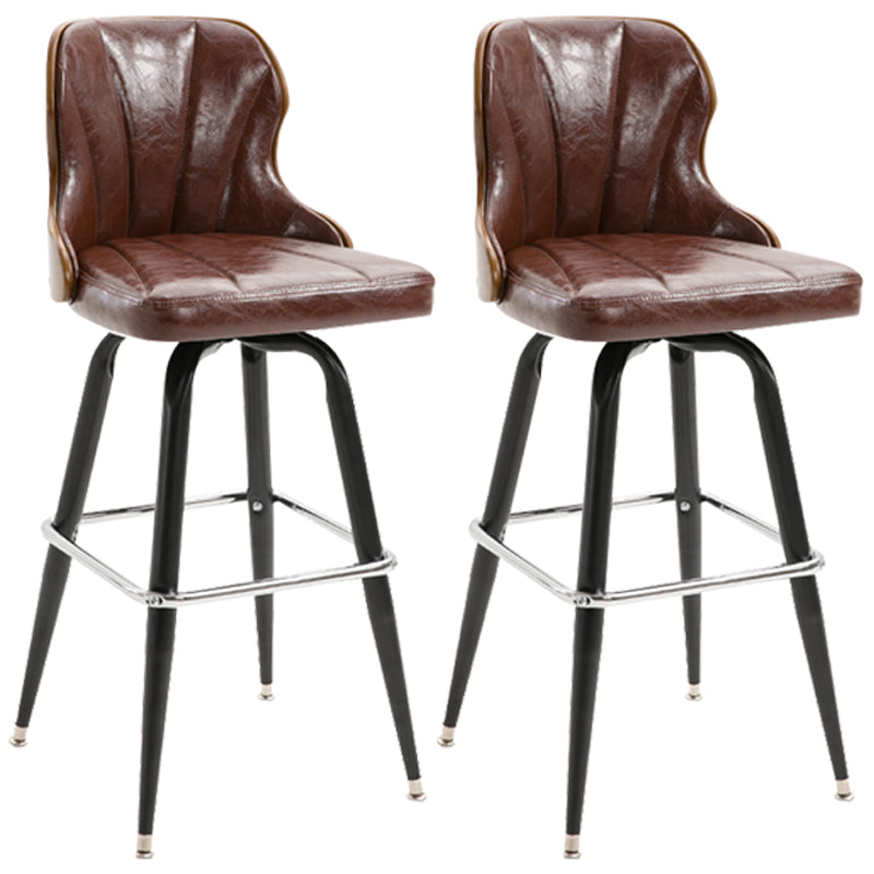 Modern Rotatable Backrest Counter Stool Iron Cafe Bar Stool with Leather Cushion and Pedal
