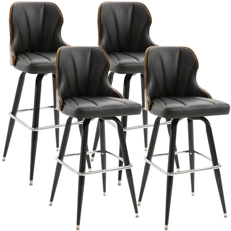 Modern Rotatable Backrest Counter Stool Iron Cafe Bar Stool with Leather Cushion and Pedal