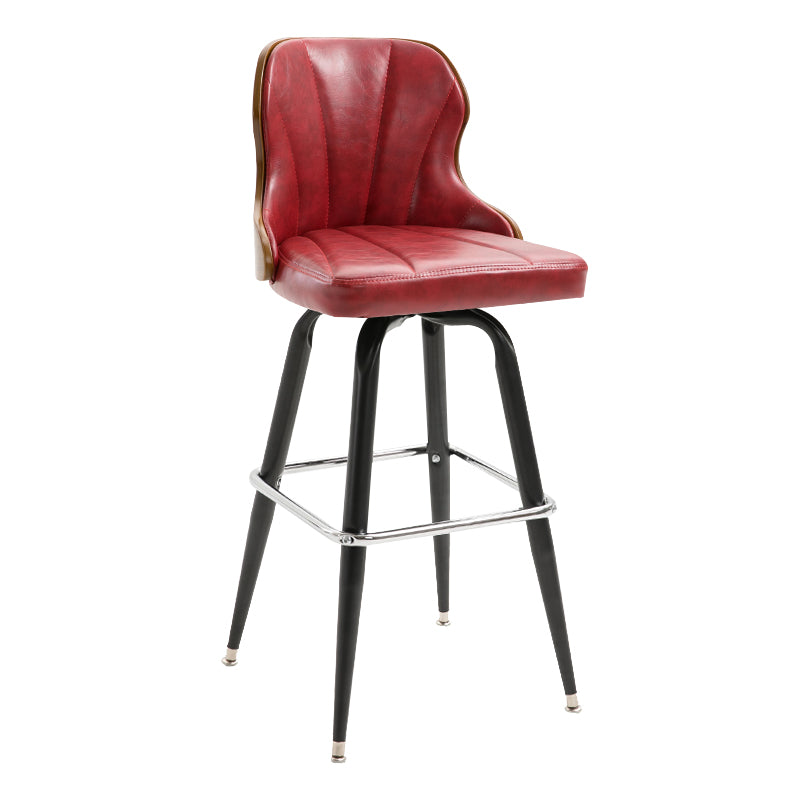 Modern Rotatable Backrest Counter Stool Iron Cafe Bar Stool with Leather Cushion and Pedal