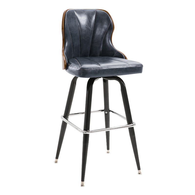 Modern Rotatable Backrest Counter Stool Iron Cafe Bar Stool with Leather Cushion and Pedal