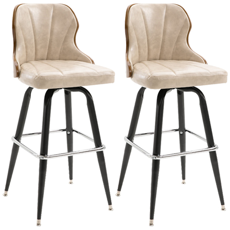 Modern Rotatable Backrest Counter Stool Iron Cafe Bar Stool with Leather Cushion and Pedal