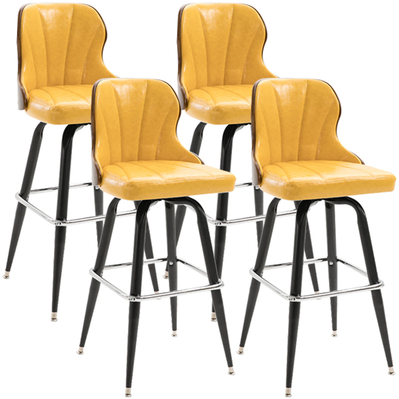 Modern Rotatable Backrest Counter Stool Iron Cafe Bar Stool with Leather Cushion and Pedal