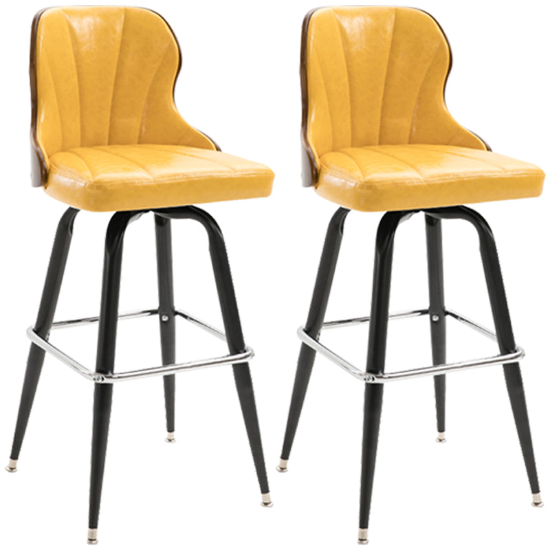 Modern Rotatable Backrest Counter Stool Iron Cafe Bar Stool with Leather Cushion and Pedal