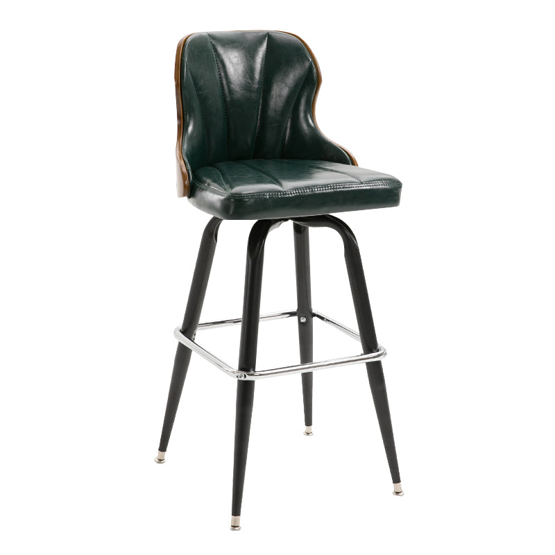 Modern Rotatable Backrest Counter Stool Iron Cafe Bar Stool with Leather Cushion and Pedal