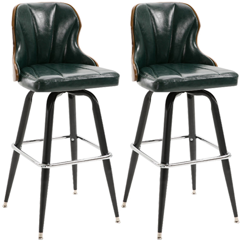 Modern Rotatable Backrest Counter Stool Iron Cafe Bar Stool with Leather Cushion and Pedal