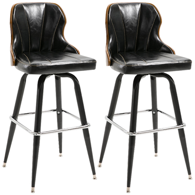 Modern Rotatable Backrest Counter Stool Iron Cafe Bar Stool with Leather Cushion and Pedal
