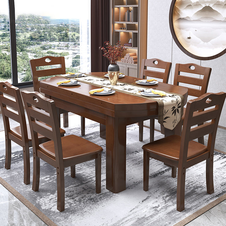 Mesa de comedor estándar moderna, mesa de comedor extensible de madera maciza con 4 patas