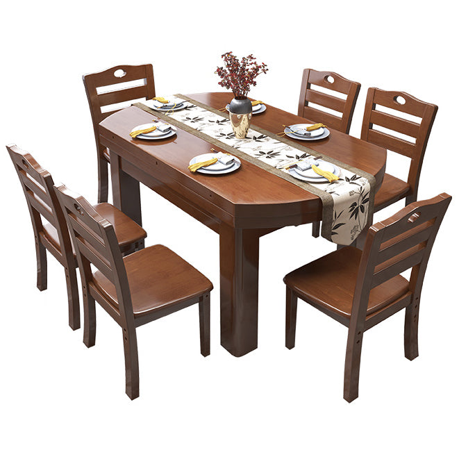 Mesa de comedor estándar moderna, mesa de comedor extensible de madera maciza con 4 patas