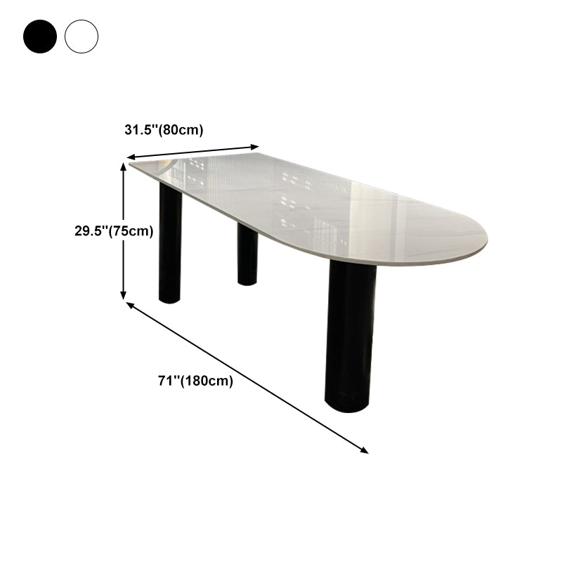 Mesa blanca de forma irregular para la mesa de la isla de piedra sinterizada del restaurante con 3 patas