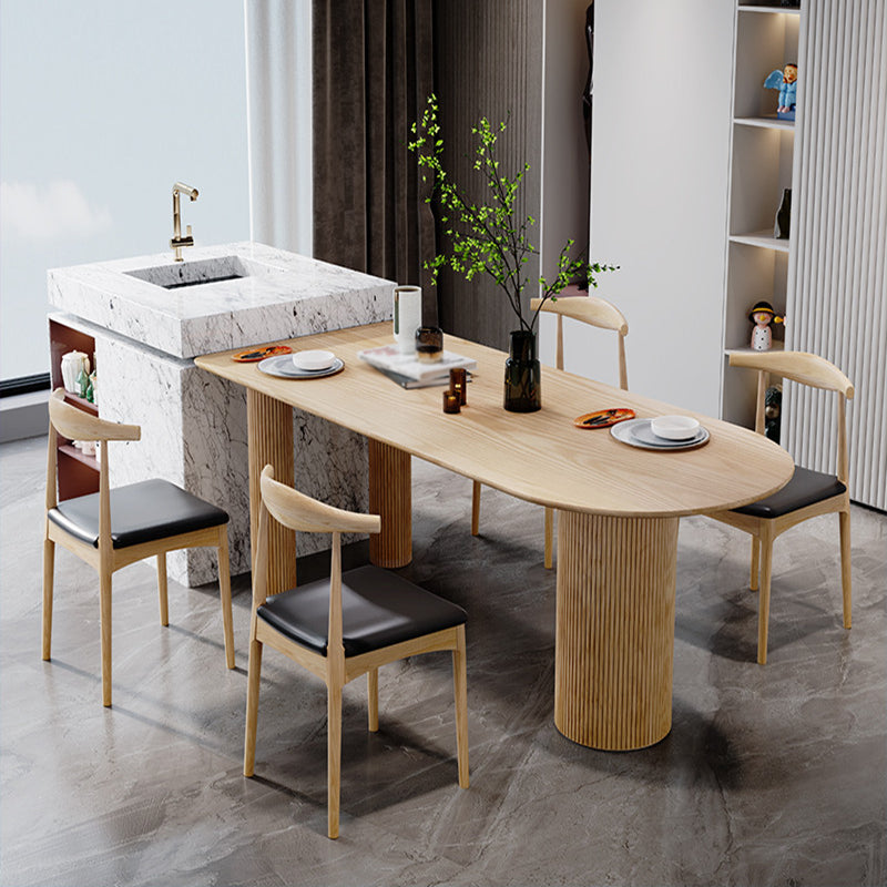 Table de salle à manger en bois massif de forme libre, table de dinette moderne avec 3 pieds