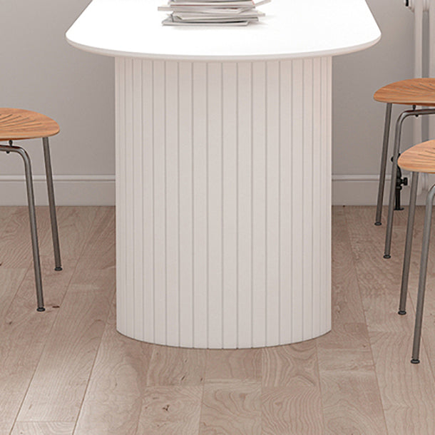 Modern Style White Dining Table Wood Dining Table with Double Pedestal Base
