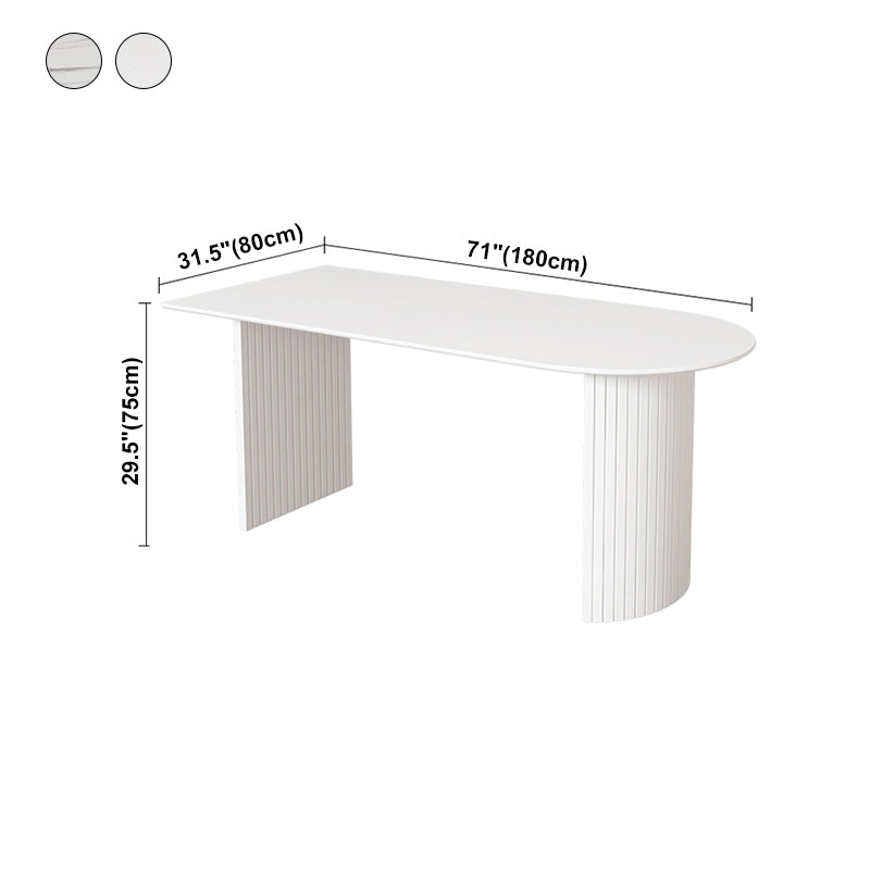 Modern Style White Dining Table Wood Dining Table with Double Pedestal Base