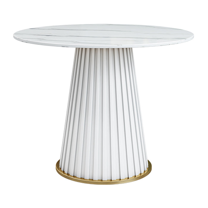 Luxury Sintered Stone Top Dining Table Restaurant Round Table with Metal Pedestal Base