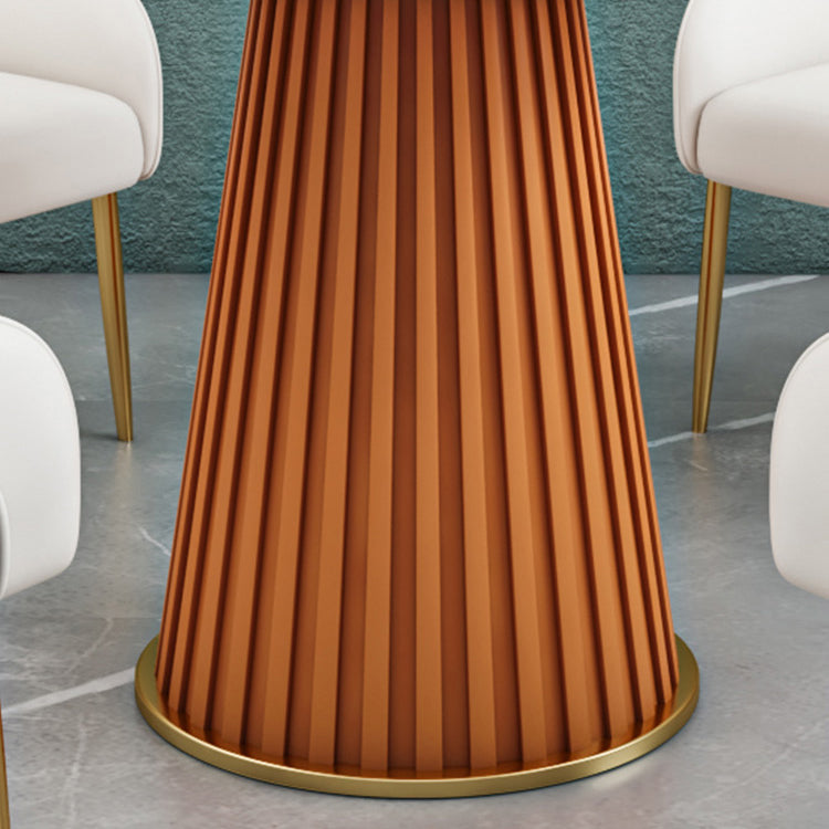 Luxury Sintered Stone Top Dining Table Restaurant Round Table with Metal Pedestal Base