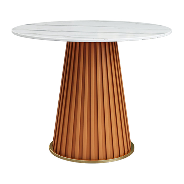 Luxury Sintered Stone Top Dining Table Restaurant Round Table with Metal Pedestal Base