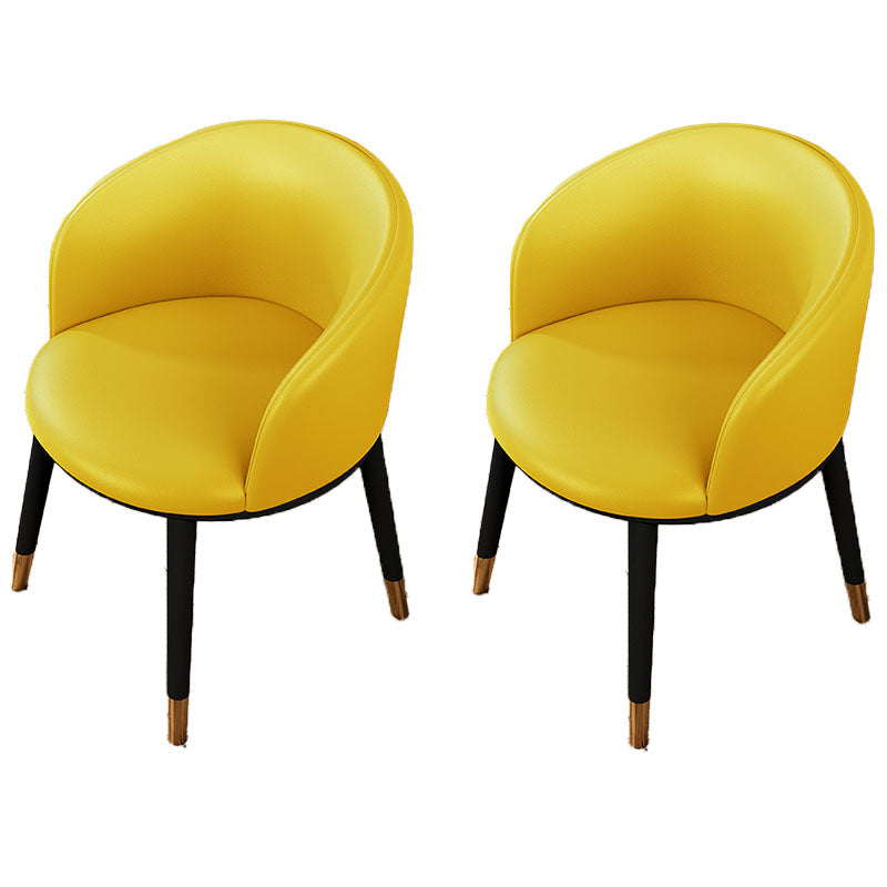 Contemporary Leather Home Arm Chair Solid Back Matte Finish Dining Chair