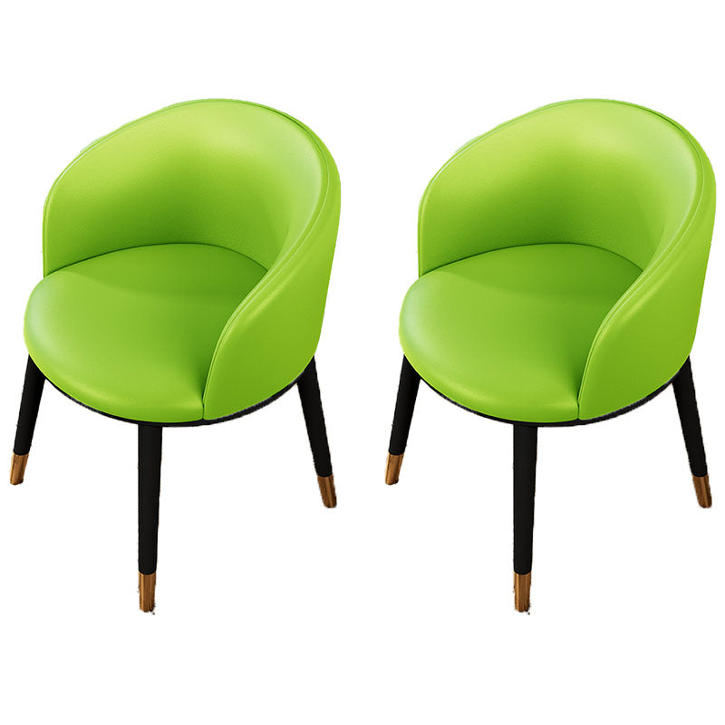 Contemporary Leather Home Arm Chair Solid Back Matte Finish Dining Chair