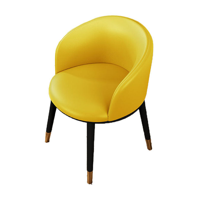 Contemporary Leather Home Arm Chair Solid Back Matte Finish Dining Chair