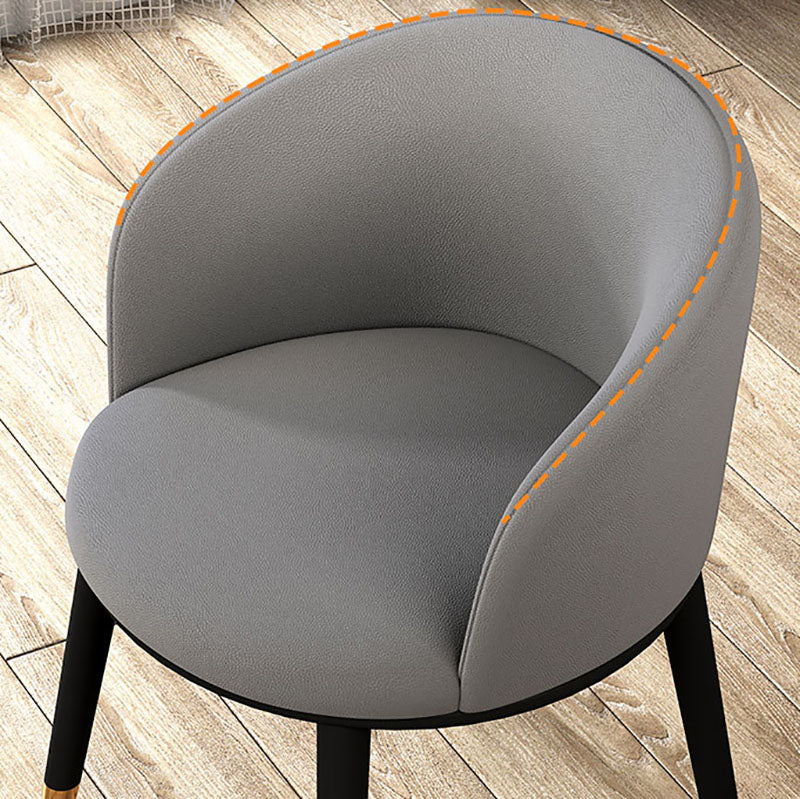 Contemporary Leather Home Arm Chair Solid Back Matte Finish Dining Chair