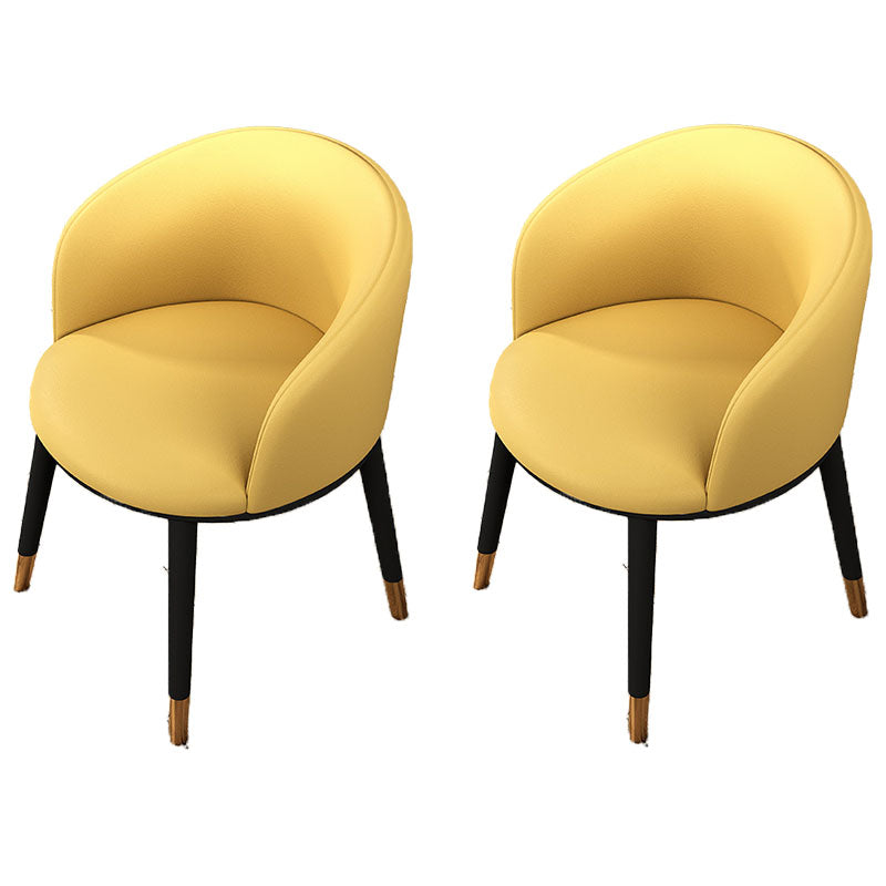 Contemporary Leather Home Arm Chair Solid Back Matte Finish Dining Chair