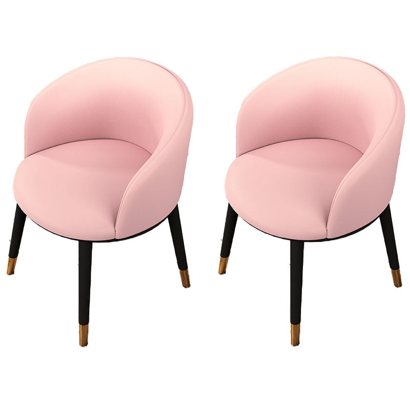 Contemporary Leather Home Arm Chair Solid Back Matte Finish Dining Chair