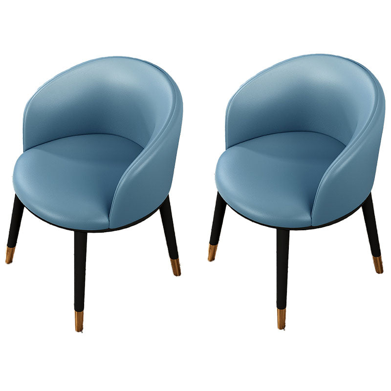 Contemporary Leather Home Arm Chair Solid Back Matte Finish Dining Chair