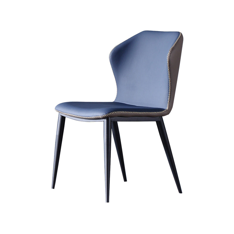 Contemporary Design Wingback Armless Side Chairs Leather Dining Side Chair
