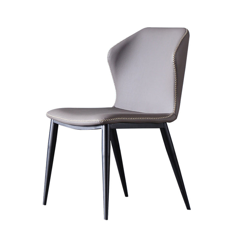 Contemporary Design Wingback Armless Side Chairs Leather Dining Side Chair