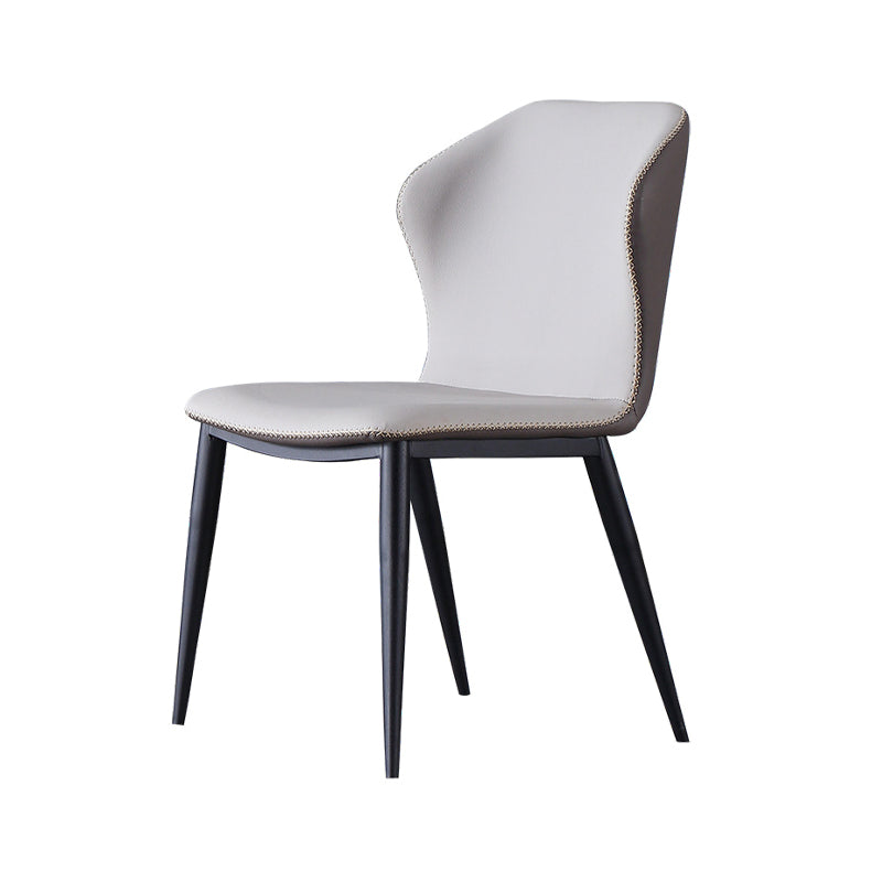 Contemporary Design Wingback Armless Side Chairs Leather Dining Side Chair