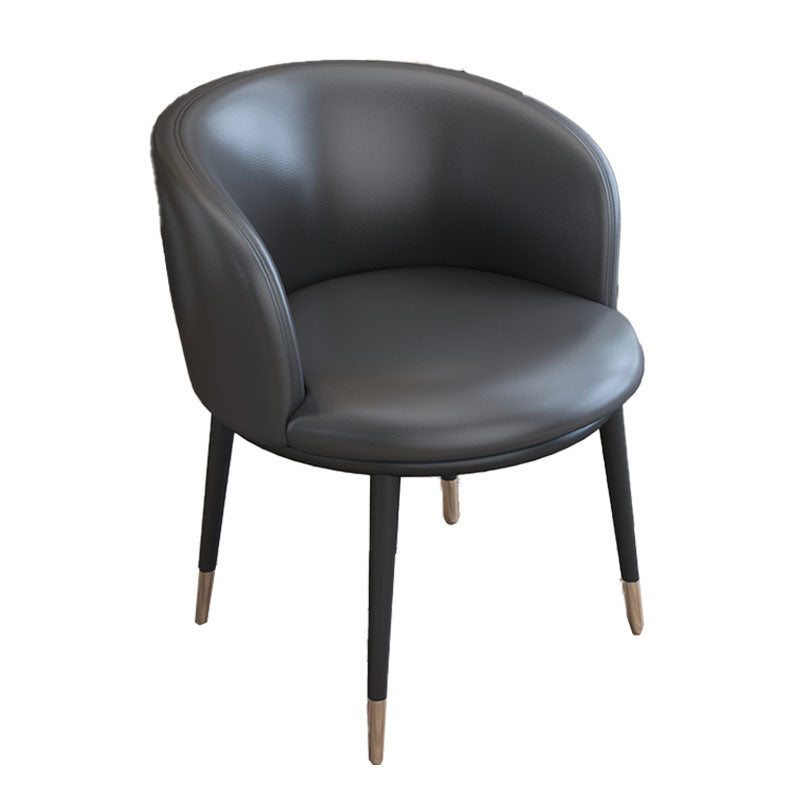 Eigentijdse lederen fauteuil met effen rugleuning en matte afwerking