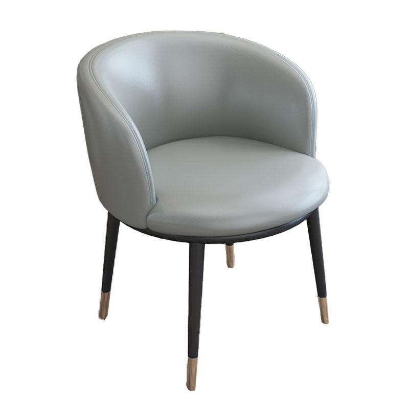 Eigentijdse lederen fauteuil met effen rugleuning en matte afwerking