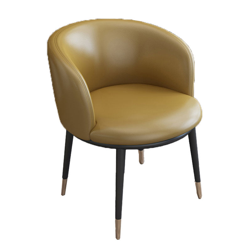 Silla de comedor de cuero con respaldo sólido y acabado mate para el hogar contemporáneo