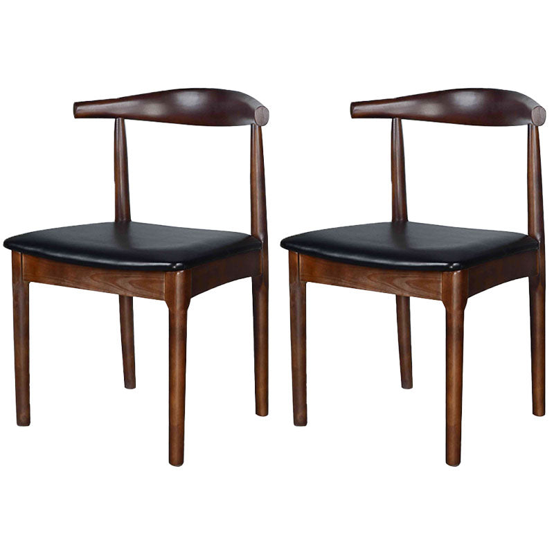 Silla lateral escandinava de madera de caucho con respaldo abierto, silla de comedor tapizada en nogal