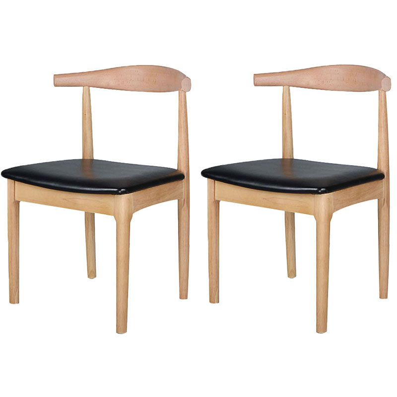 Silla lateral escandinava de madera de caucho con respaldo abierto, silla de comedor tapizada en nogal