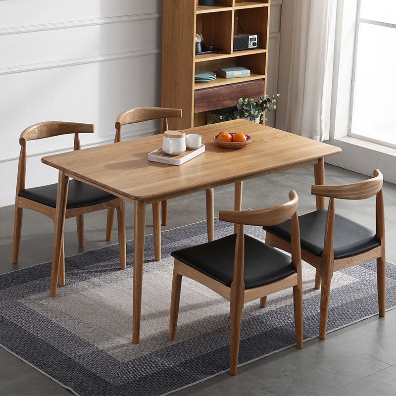 Silla lateral escandinava de madera de caucho con respaldo abierto, silla de comedor tapizada en nogal