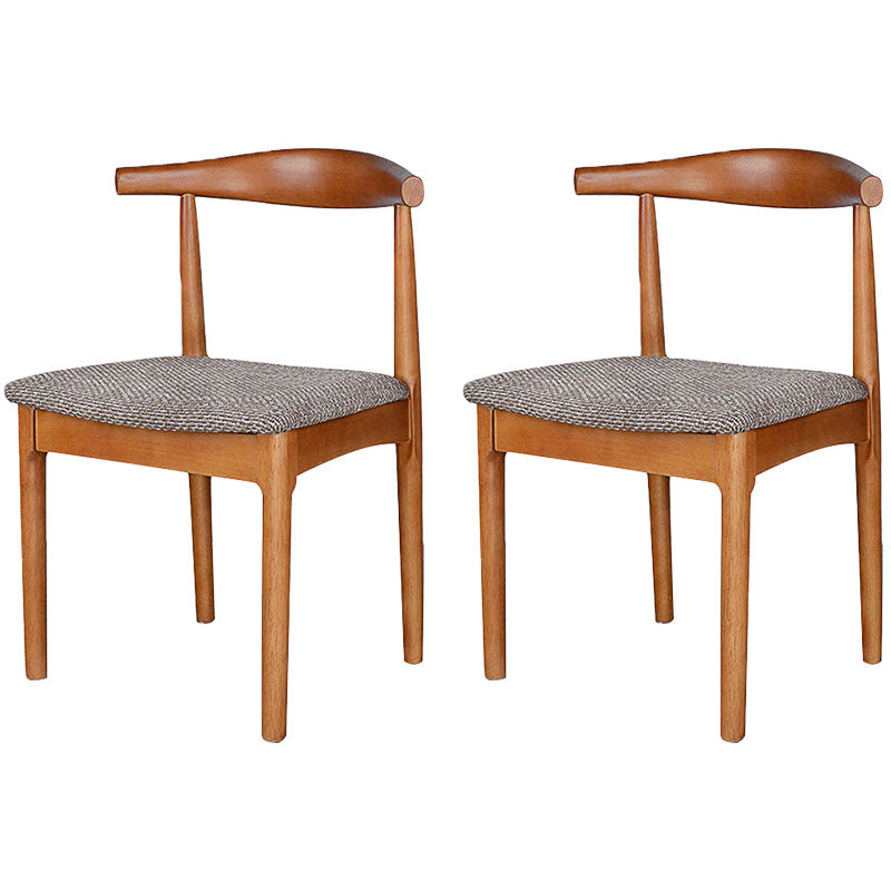 Scandinavian Rubberwood Open Back Side Chair Walnut Upholstered Dining Chair