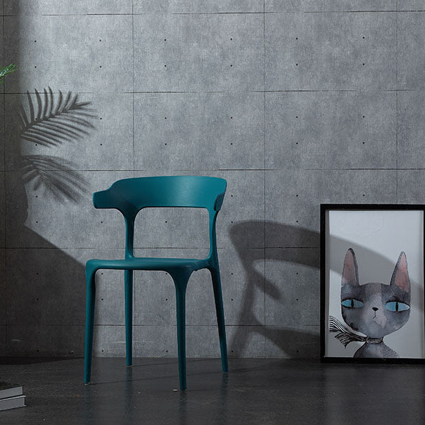 Silla de comedor de plástico escandinavo, sillón de cocina, silla con respaldo abierto