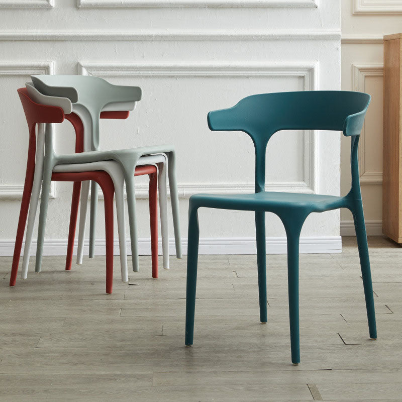 Silla de comedor de plástico escandinavo, sillón de cocina, silla con respaldo abierto