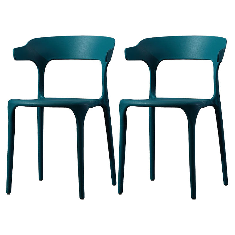 Silla de comedor de plástico escandinavo, sillón de cocina, silla con respaldo abierto