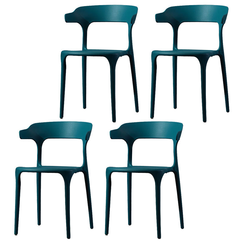Silla de comedor de plástico escandinavo, sillón de cocina, silla con respaldo abierto