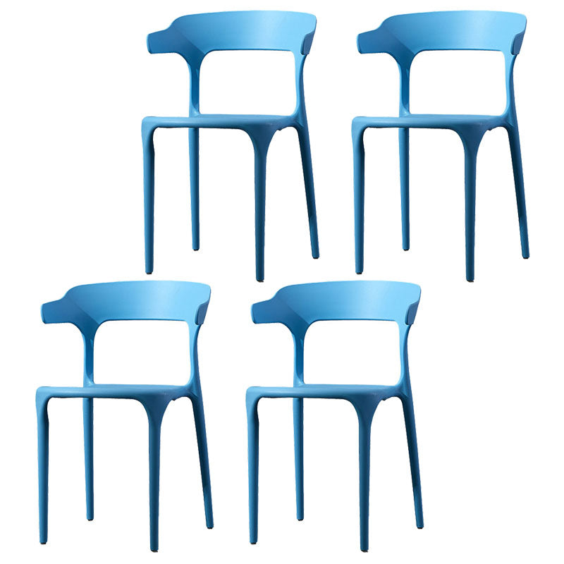 Silla de comedor de plástico escandinavo, sillón de cocina, silla con respaldo abierto
