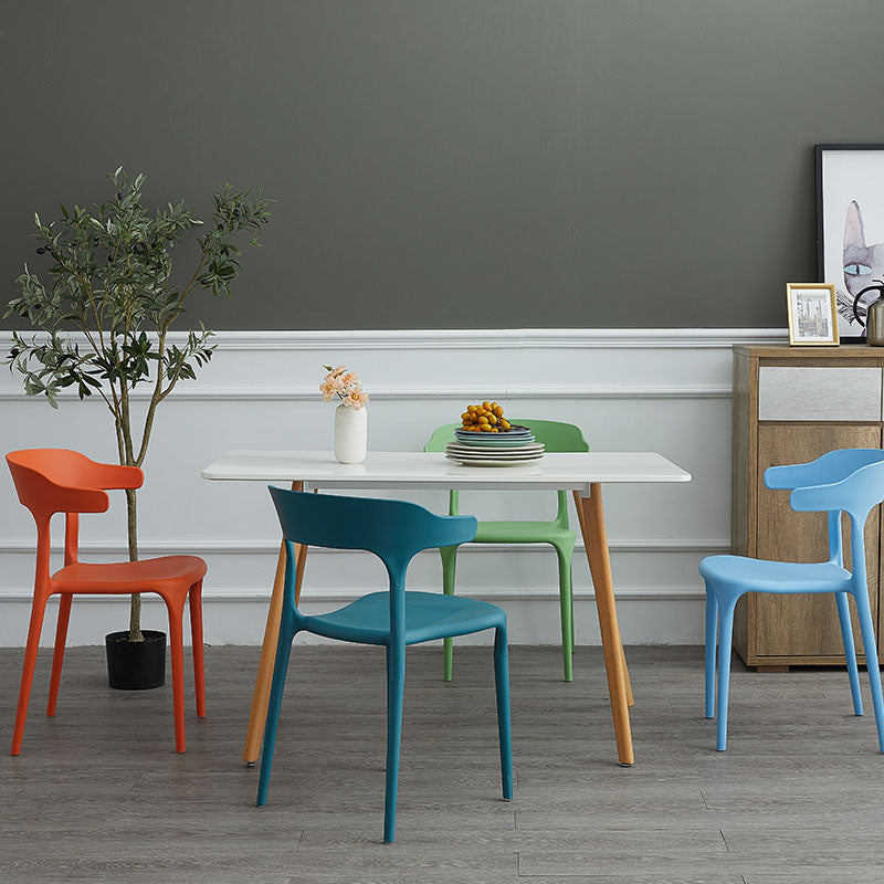 Silla de comedor de plástico escandinavo, sillón de cocina, silla con respaldo abierto