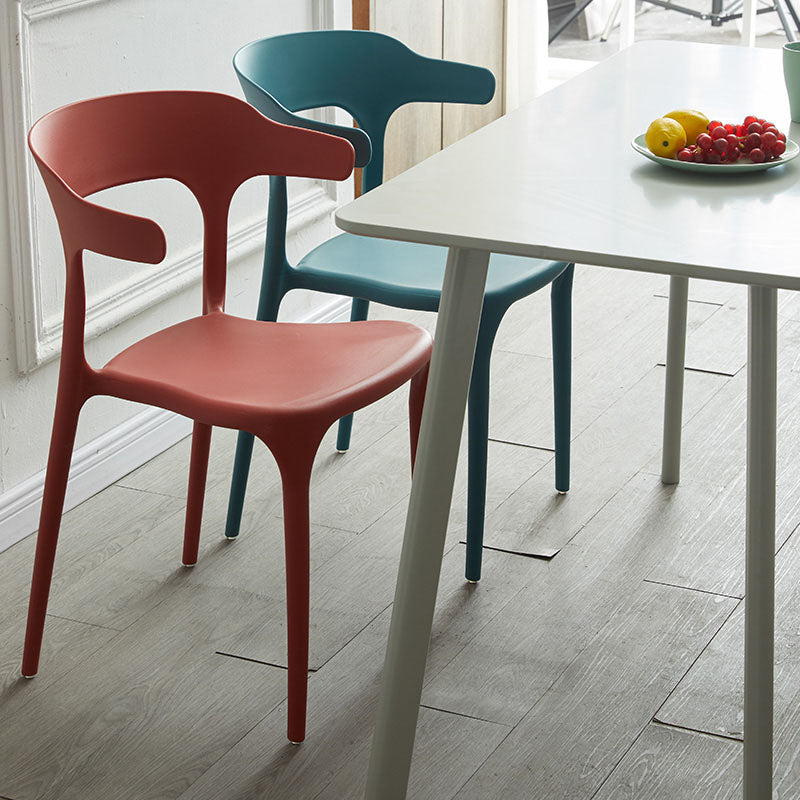 Silla de comedor de plástico escandinavo, sillón de cocina, silla con respaldo abierto