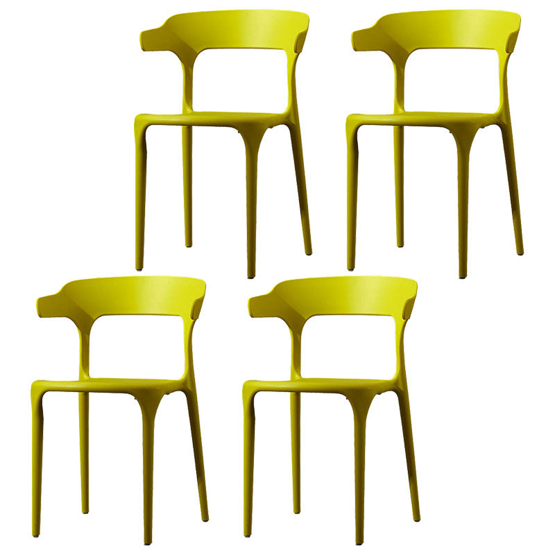 Silla de comedor de plástico escandinavo, sillón de cocina, silla con respaldo abierto